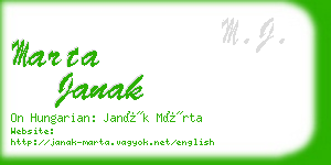 marta janak business card